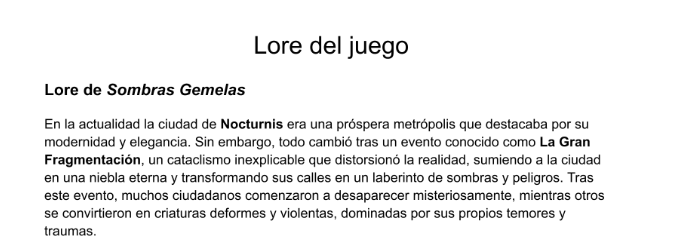 Lore Twin Shadows (Sombras Gemelas)